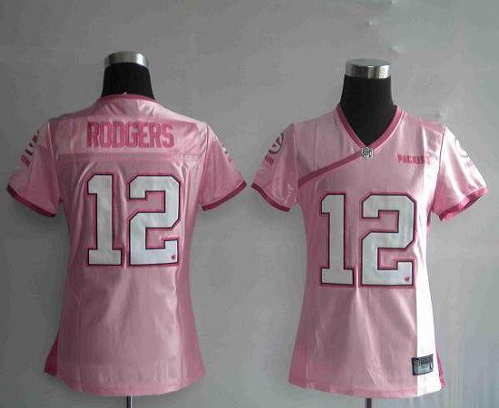 Packers #12 Aaron Rodgers Pink Lady Stitched NFL Jersey - Click Image to Close